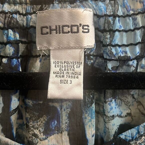 ✨Chico’s Sheer Blue Embellished Elastic Sz 3X Blouse✨ - Picture 7 of 10